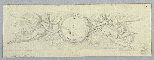 Two Winged Genii with Laurel Wreath