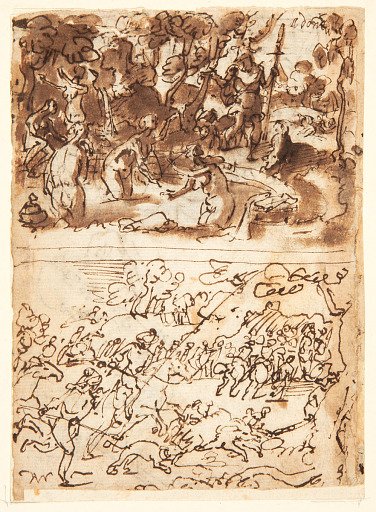 Diana and Actaeon [above]; Dido and Aeneas Shelter from the Storm [below]