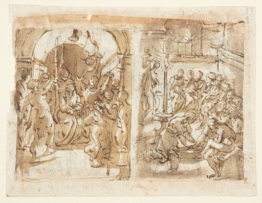 The Mocking of Christ [left]; Christ Washing the Feet of the Disciples [right]