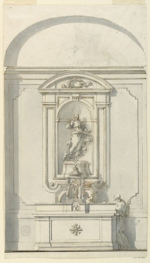 Altar with Tabernacle and Two Priests in Conversation