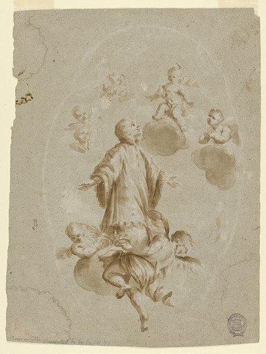 St. Aloysius Gonzaga is received in Heaven by the Christ Child