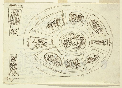 Oval Ceiling with Three Graces, Design for Sala di Enea, Palazzo Marescalchi, Bologna