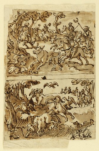 Bull Hunt with Spears [above]; Bull Hunt with Eagles [below]