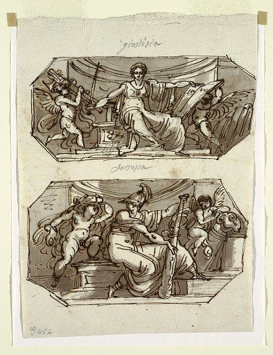 Justice and Strength: Project for Two Octagonal Wall Paintings