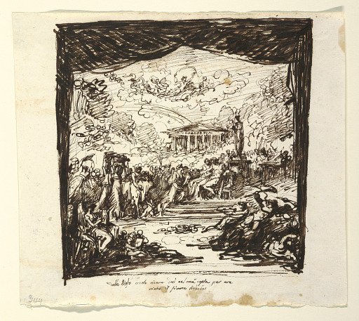 Design for Stage Curtain: Hercules Receives Gifts from Nymphys after his Victory over the River God Achelous