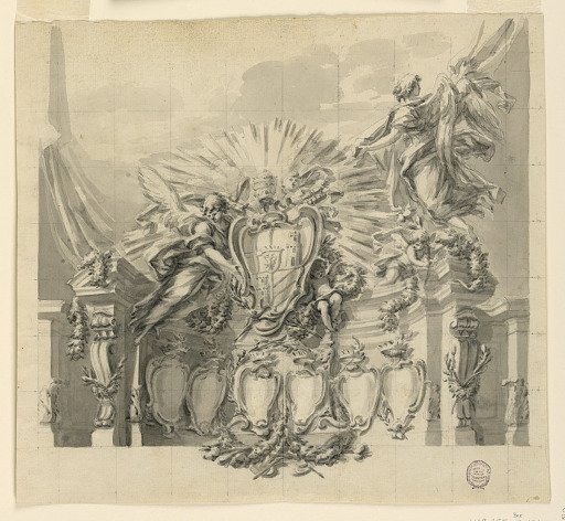 Design for the decoration of the façade of St. Peter's, Rome, for the Canonization of Giuseppe da Capertino and Jeanne-Françoise de Chantal