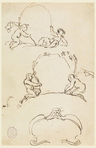 Three sketches of cartouches
