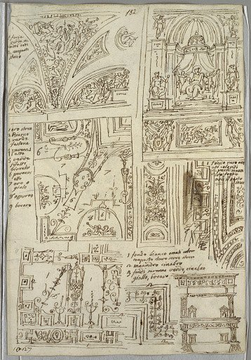 Five Studies of Ceiling with Grotesques; Madonna