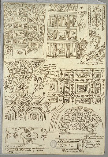 Seven Studies of Quadrilateral Ceilings; Verso: Two Anatomical Studies of Arms