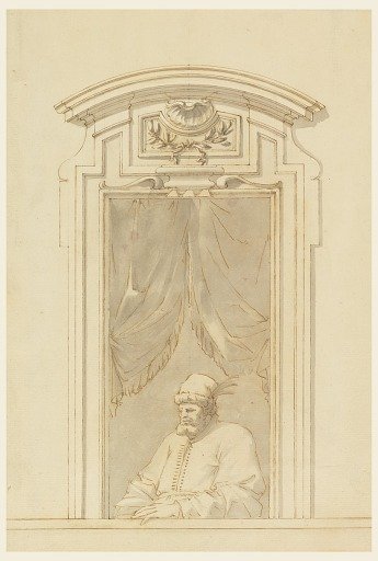 Window case and half of a figure of a Turk