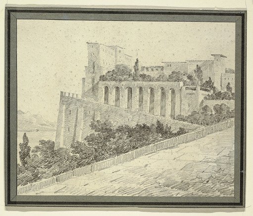 A Fortified Town Overlooking a Lake