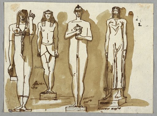 Four Statues in Egyptian Style