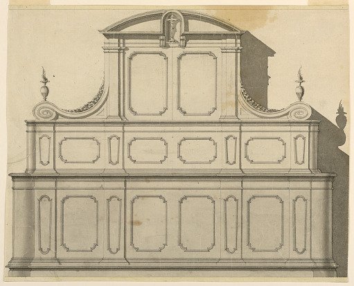 The elevation of a case for a vestry