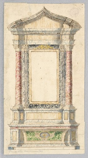 Project: the elevation of an altar, intended to be executed with colored marbles