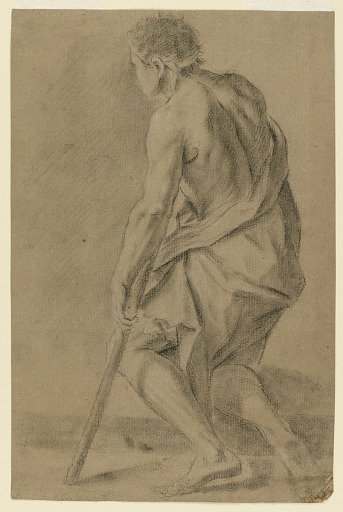 Study: A half-naked man with a crutch
