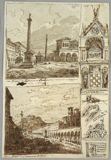Piazza San Domenico in Bologna; Piazza San Francesco and Villa Aldini in Bologna; Study of Tomb of Glossatori