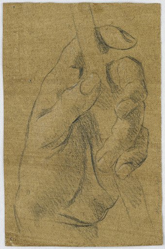 Study: The left hand of a man with a stick