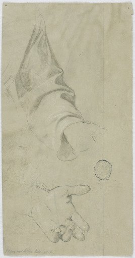 The left arm of a monk and his left hand