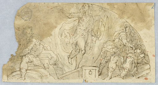 Semi-circular Figural Scene with Central Figure Possibly Ascending