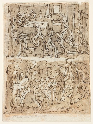 The Birth and Naming of John the Baptist [above]; John the Baptist Preaching in the Wilderness [below]