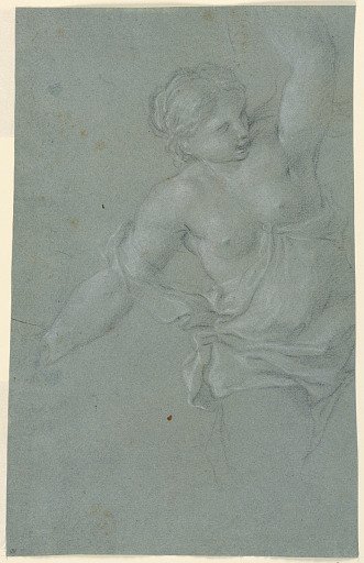 Study of the upper part of the body of a running girl