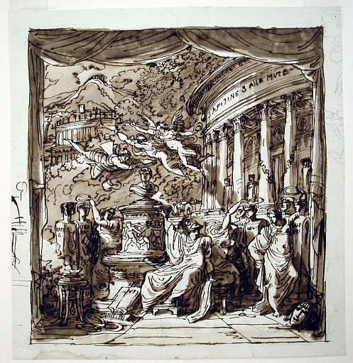 Stage Curtain: Minerva Honoring the Poets on Parnassus