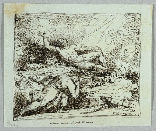 Philactetes Applies the Torch of Hercules to the Funeral Pyre