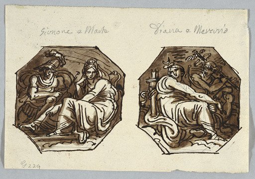 Mars and Juno; Mercury and Diana set in Diagonal Composition