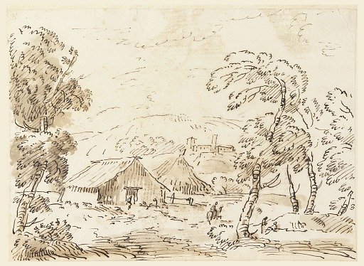 A Peasant’s Dwelling and a Castle in Mountainous Countryside