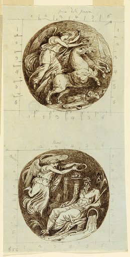 A Winged Victory Riding a Chariot; A Winged Victory Crowning a River God, Reno; two roundels