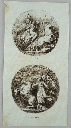 Two Roundels with Victories in Chariots