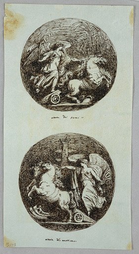 Two Roundels with Victories in Chariots; River Victory