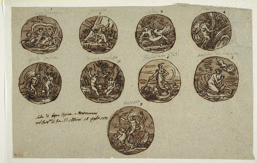 Design for Nine Circular Paintings in the Bathroom of the Aldini Villa, Montmorency, France