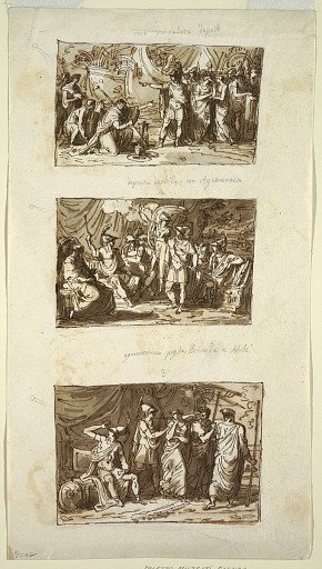 Agamemnon Refuses to Liberate Chryseis; Minerva Appears to Achilles; The Abduction of Briseis: Galerie d'Iliad, Palazzo Milzetti, Faenza