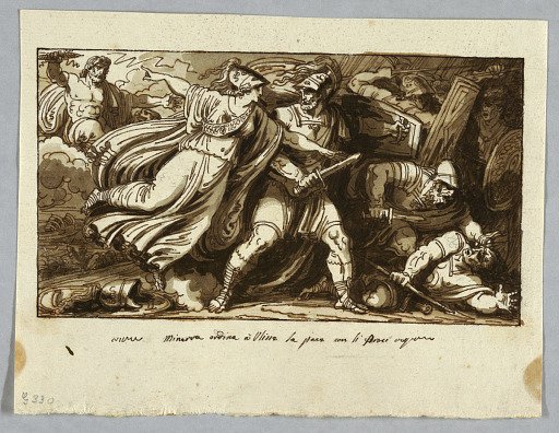 Sheet from a Sketchbook: Minerva Orders Ulysses to Make Peace with the Suitors of Penelope (Minerva induce Ulisse alla pace con i Proci)