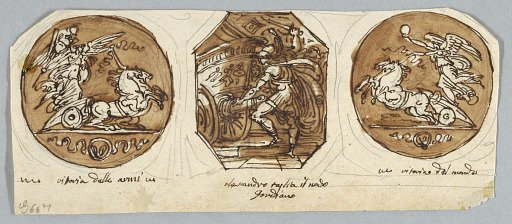 Two Circular and Octagonal Painting for Ceiling: Deeds of Alexander the Great