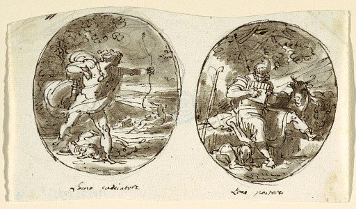 Man the Hunter, Man the Shepherd, Design for Vaulted Ceiling, Sala dei Legislatori, Palazzo Conti-Sinibaldi, Faenza