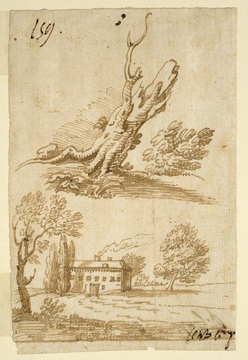 Sketches of a Villa and Tree
