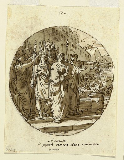 Ceiling Design for Numa Pompilius Welcomed to Rome after his Election, Sala di Numa Pompilio, Palazzo Milzetti, Faenza