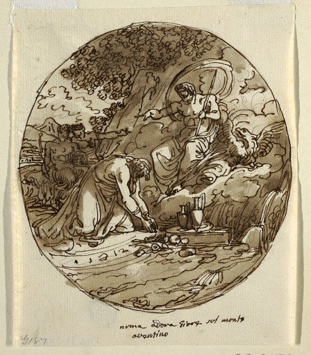 Numa Pompilius Worshipping Jove on the Aventine, Ceiling Design for the Sala di Numa Pompilius, Palazzo Milzetti, Faenza