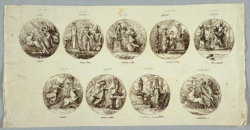 Decoration Project: Six Tondi with Sacrificial Gods and Two Victories
