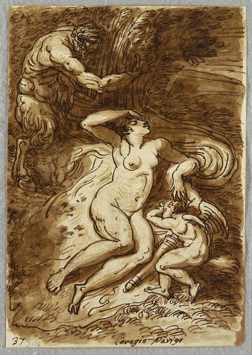 Venus and Cupid and Satyr, Study after Correggio