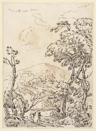 Man with Donkey in Landscape