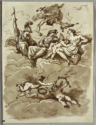 Minerva, Mercury, Juno and Venus on Clouds, Study after Marcantonio Franceschini