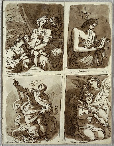 The Holy Family with Saint Catherine; St. John the Baptist, after Guercino; St. George and the Dragon, After Alessandro Tiarini; Two Putti