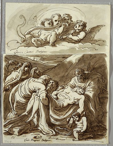 Four Putti Making Music, Study after Lodovico Carracci; Christ, Study after Massari