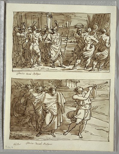 The Pride of Romulus: The Mocking of the Old Captain of the Veii; Two Studies after Carracci