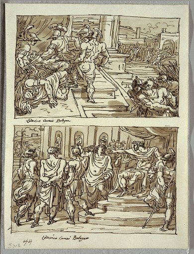 Remus Kills King Amulius; Remus Led in Chains before King Amulius; Two Studies After Carracci