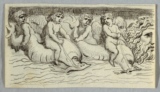 Frieze with Dolphins and Putto