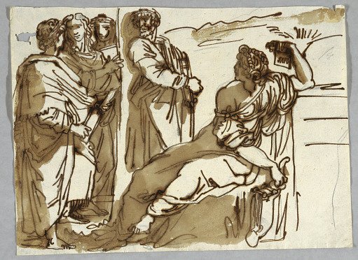 Group with Petrarch and Sappho in "Parnassus" after Raphael Sanzio